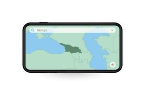 suchen Karte von Georgia im Smartphone Karte Anwendung. Karte von Georgia im Zelle Telefon. vektor