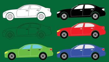 illustration vektor av platt design bil, siluett bil, disposition bil, färgad bil