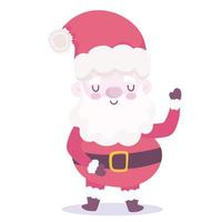 Frohe Weihnachten, süßes Weihnachtsmann-Cartoon-Icon-Design vektor