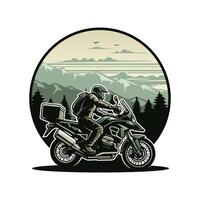 Biker Reiten Abenteuer Motorrad Illustration Vektor