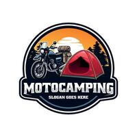 äventyr motor camping logotyp vektor