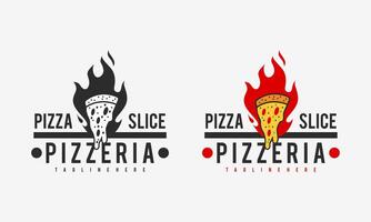 heiß Pizzeria Restaurant Jahrgang Logo Design. Pizza Scheibe Symbol zum Essen trinken und Restaurant. vektor