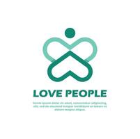 Liebe Menschen Logo einfach Illustration. Herz Konzept. Kombination Herz gestalten und Mensch Menschen Symbol. vektor