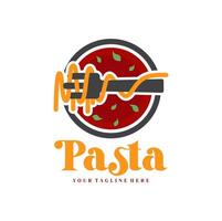 Spaghetti Pasta Nudel Logo Illustration. Pasta Logo Symbol mit ein Kombination von Nudeln oder Pasta, Gabel vektor