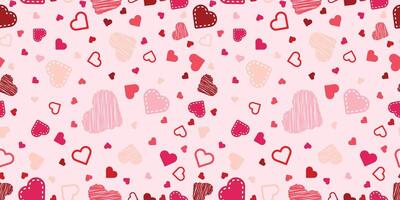Herzen nahtlos Muster Hintergrund rot Herz Vektor Valentinsgrüße Tag handgeschrieben Herzen Illustration