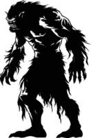ai genererad silhuett troll mytisk lopp från spel svart Färg endast vektor