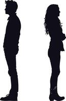 ai generiert Silhouette Paar von Mann und Frauen voll Körper schwarz Farbe nur vektor