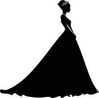 ai generiert Silhouette das Braut Frau voll Körper schwarz Farbe nur vektor