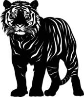 ai generiert Silhouette Tiger schwarz Farbe nur voll Körper vektor
