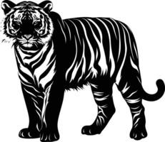 ai generiert Silhouette Tiger schwarz Farbe nur voll Körper vektor