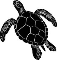 ai genererad silhuett sköldpadda full kropp svart Färg endast vektor