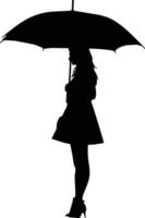 ai genererad silhuett paraply svart Färg endast full kropp vektor