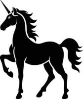 ai generiert Silhouette Einhorn voll Körper schwarz Farbe nur vektor