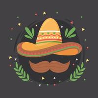 mexikanischer Hut und Schnurrbart vektor