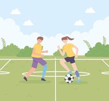 funktionshindrade barn spelar fotboll vektor