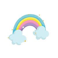 Prinzessin Märchen Regenbogen Magie Cartoon isoliertes Design vektor