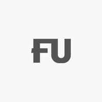fu och uf brev logotyp design template.fu,uf första baserad alfabet ikon logotyp design vektor