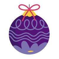 Frohe Weihnachten, lila Ball Dekoration Icon Design vektor