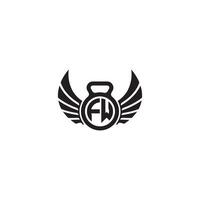 fw Fitness Fitnessstudio und Flügel Initiale Konzept mit hoch Qualität Logo Design vektor