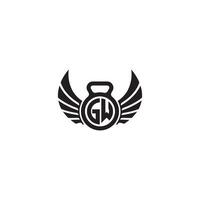 gw Fitness Fitnessstudio und Flügel Initiale Konzept mit hoch Qualität Logo Design vektor