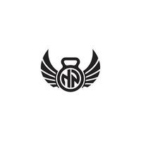 nn Fitness Fitnessstudio und Flügel Initiale Konzept mit hoch Qualität Logo Design vektor