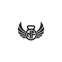 nf Fitness Fitnessstudio und Flügel Initiale Konzept mit hoch Qualität Logo Design vektor