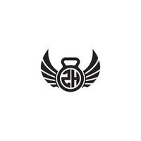 zh Fitness Fitnessstudio und Flügel Initiale Konzept mit hoch Qualität Logo Design vektor