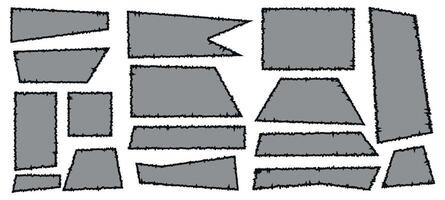 ein einstellen von zerrissen Frames mit Gerade Kanten. zerrissen Rechtecke und Quadrate. Vektor Illustration von geometrisch Formen zum retro Collage Design, Netz Design.