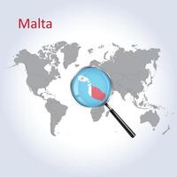 vergrößert Karte Malta mit das Flagge von Malta Erweiterung von Karten, Vektor Kunst