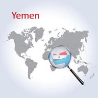 vergrößert Karte Jemen mit das Flagge von Jemen Erweiterung von Karten, Vektor Kunst