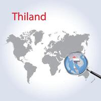 vergrößert Karte Thailand mit das Flagge von Thailand Erweiterung von Karten, Vektor Kunst