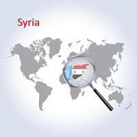 förstorade Karta av syrien med de flagga av syrien utvidgning av Karta, vektor fil