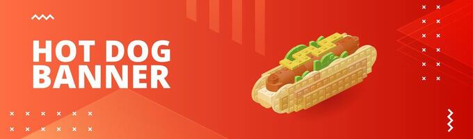 Hotdog Banner zum Drucken und Design. Vektor Illustration.