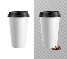 3d realistisch Vektor Symbol Illustration. Papier Kaffee Tasse mit schwarz Kaffee Deckel.