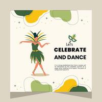 glücklich Brasilianer Karneval tanzen Party Sozial Medien Post Illustration vektor