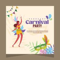 karneval fest social media posta illustration design mall vektor