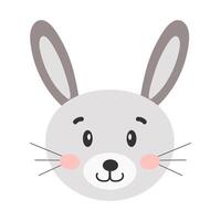 tecknad serie kanin. huvud av en kanin. söt illustration av en kanin ansikte. vektor illustration.