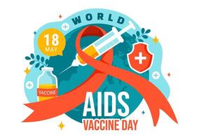 Welt AIDS Impfstoff Tag Vektor Illustration auf 18 kann mit Injektion zu Verhütung und Bewusstsein Gesundheit Pflege im eben Karikatur Hintergrund Design