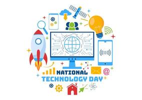 nationell teknologi dag vektor illustration på 11 Maj med kreativ digital för innovation och utveckling av hög tech i platt tecknad serie bakgrund