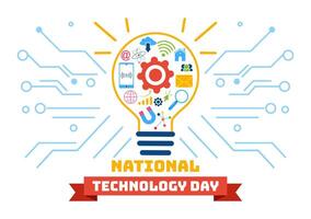 nationell teknologi dag vektor illustration på 11 Maj med kreativ digital för innovation och utveckling av hög tech i platt tecknad serie bakgrund