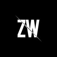 zw-Logo-Monogramm mit Slash-Design-Vorlage vektor