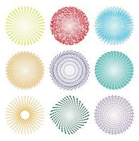 halvton prickar i cirkel spiral form cykel kreativ symboler vektor. vektor