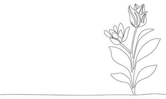 abstrakt Blumen einer Linie kontinuierlich. Linie Kunst Blume, Blume Banner Konzept. Hand gezeichnet Vektor Kunst.