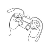 kontinuerlig en linje teckning av de spel kontrollant och en kö konst av de joystick kontrollant översikt vektor illustration