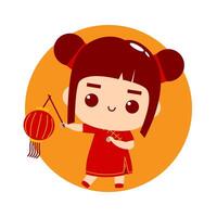 söt flicka tecknad serie karaktär kinesisk ny år vektor