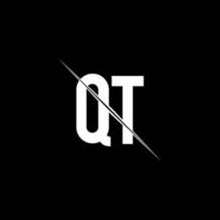 qt-Logo-Monogramm mit Slash-Design-Vorlage vektor