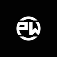 pw-Logo-Monogramm isoliert auf Kreiselement-Designvorlage vektor