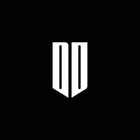 dd-Logo-Monogramm mit Emblem-Stil auf schwarzem Hintergrund isoliert vektor