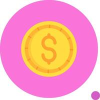 dollar mynt lång cirkel ikon vektor
