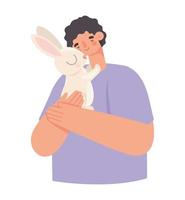 Mann und Kaninchen vektor